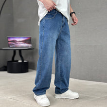 Cargar imagen en el visor de la galería, Fashion Pockets Jeans Men's Wide-leg Straight Trousers Versatile Casual Long Pants Streetwear Clothing