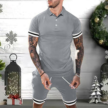 Load image into Gallery viewer, Mens Short Sets 2 Piece Outfits Polo Shirt Fashion Summer Tracksuits Casual Set Short Sleeve And Shorts Set For Men