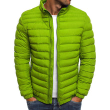 Load image into Gallery viewer, Men Jacket Zipper Solid Color Long Sleeves Pockets Coldproof Autumn Thicken Cotton Padded Overcoat For Outdoor