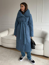 Load image into Gallery viewer, Fashion Large Lapel Long Coat Winter Warm Cotton Jacket With Pockets And Lace-up Design Casual Solid Color Thick Coat For Women Outwear Clothing