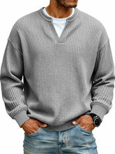 Load image into Gallery viewer, Simple Waffle-Weave V-neck SweatShirt For Men Fall Spring Two-Piece Casual Long-Sleeve T-Shirt For Daily Wear Work Outfit Streetwear