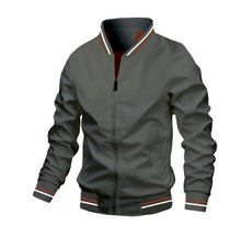 Cargar imagen en el visor de la galería, Men's Striped Zip-up Jacket With Pockets Fashion Casual Outerwear Sports Baseball Clothing Spring And Fall