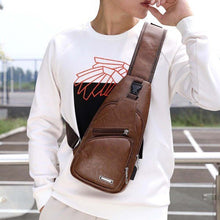 Load image into Gallery viewer, Men Chest Bag PU Shoulder Sling Backpack Pack Travel Sport Cross Body Bags