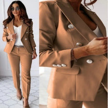 Load image into Gallery viewer, Casual Blazer Suit Slim Lapel Double-breasted Jacket And Zip-up Trousers Women's Clothing