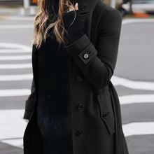 Cargar imagen en el visor de la galería, Autumn Winter New Woolen Coat Women's Slim Fit Cardigan Large Coat Women Long Sleeve Single Breasted Stand Collar Woolen Coat