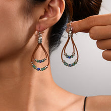 Load image into Gallery viewer, Vintage Earrings Ethnic Style Antique Silver Flower Turquoise Rope Pendant Women's Jewelry