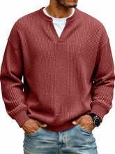 Load image into Gallery viewer, Simple Waffle-Weave V-neck SweatShirt For Men Fall Spring Two-Piece Casual Long-Sleeve T-Shirt For Daily Wear Work Outfit Streetwear