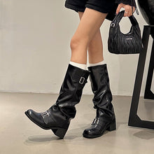 Cargar imagen en el visor de la galería, Below The Knee Long Boots Female Chunky Heel Round Head