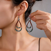 Load image into Gallery viewer, Vintage Earrings Ethnic Style Antique Silver Flower Turquoise Rope Pendant Women's Jewelry