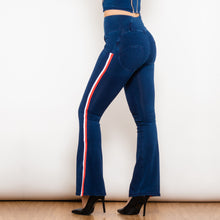 Load image into Gallery viewer, Shascullfites Melody Side Striped High Waist Skinny Jeans Bum Lift Pants Woman Sexy Push Up Jeans Denim Flare Jeans
