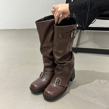 Cargar imagen en el visor de la galería, Below The Knee Long Boots Female Chunky Heel Round Head