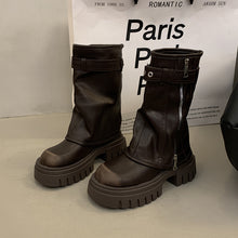 Load image into Gallery viewer, Retro Slimming Versatile Pleated Boots Platform