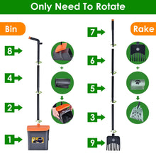 Load image into Gallery viewer, 1Set Pooper Scooper Kit Dog Poop Rake & Swiveling Bin Poop Heavy Duty Pick Up Tool With Extra Long Handle 35 Waste Bags Dispenser