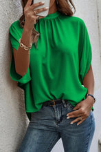 Load image into Gallery viewer, Tie Back Slit Half Sleeve Blouse