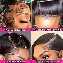 Load image into Gallery viewer, Straight Lace Front Wig Human Hair Density 13x4 HD Clear Lace Front Wig Pre Pull Baby Hair