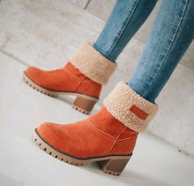 Load image into Gallery viewer, Mid-Tube Thick Heel Suede Snow Boots