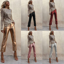 Load image into Gallery viewer, Slim-fit Slimming Nightclub Bright Casual Cropped Pants