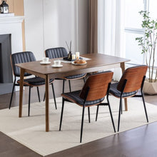 Load image into Gallery viewer, Dining Chairs Set Of 2 Mid Century Modern Retro Faux Leather Chair With Walnut Bentwood Back Upholstered Seat Metal Legs Adjustable Foot For Kitchen Dining Room Chairs