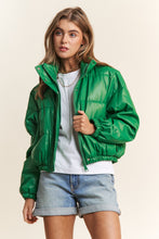 Load image into Gallery viewer, J.NNA Turtleneck Snap and Zipper Closure Crop Puff Jacket