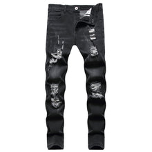Load image into Gallery viewer, New Men's Ripped Matte White Slim-fit Denim Trousers Fashion