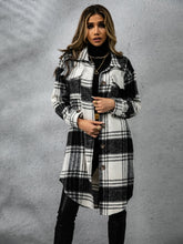 Load image into Gallery viewer, Plaid Collared Neck Long Sleeve Coat