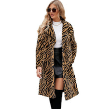 Load image into Gallery viewer, European And American Fashion Leisure Suit Collar Artificial Leather Fur Coat Zebra Pattern Plush Long Coat Autumn And Winter