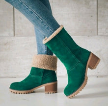 Load image into Gallery viewer, Mid-Tube Thick Heel Suede Snow Boots