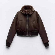 Load image into Gallery viewer, Women's Short Leather And Fur Double-sided Cotton-padded Jacket