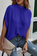 Load image into Gallery viewer, Tie Back Slit Half Sleeve Blouse
