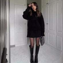 Load image into Gallery viewer, Sweater Skirt Sets For Women 2 Pieces Knit Casual Versatile Long Sleeve Pullover Elegant Solid High Waist Mini Skirt Outfit