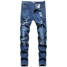 Load image into Gallery viewer, New Men's Ripped Matte White Slim-fit Denim Trousers Fashion