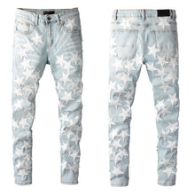 Load image into Gallery viewer, Five-pointed Star Stitching Trendy High Craft Stretch Slim Jeans
