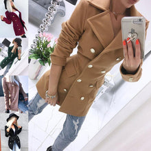 Load image into Gallery viewer, Women's Mid-length Coat Double-breasted Woolen Coat