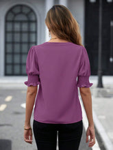 Load image into Gallery viewer, Notched Short Sleeve Blouse