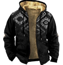 Load image into Gallery viewer, Men's Plaid Print Hooded Zip-Up Jacket Winter Thickened Cotton-padded Coat Warm Clothing