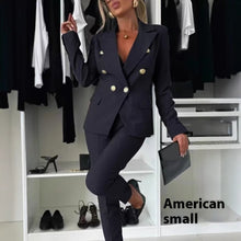 Load image into Gallery viewer, Casual Blazer Suit Slim Lapel Double-breasted Jacket And Zip-up Trousers Women's Clothing