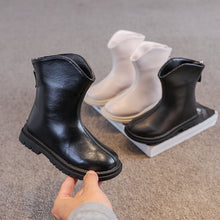 Cargar imagen en el visor de la galería, Botas de cuero cálidas de terciopelo informales coreanas para niñas de otoño e invierno