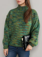 Load image into Gallery viewer, Heathered Turtleneck Dropped Shoulder Sweater