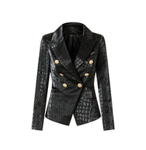 Cargar imagen en el visor de la galería, Suit Crocodile Leather Coat European And American Style Slim-fit Top Metal Buckle Waist-tight Jacket