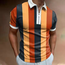 Load image into Gallery viewer, Men's POLO Shirt Striped Printed Short Sleeve T-Shirt Lapel Shirt