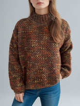 Load image into Gallery viewer, Heathered Turtleneck Dropped Shoulder Sweater