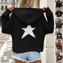 Load image into Gallery viewer, Fashion Pullover Hooded Sweater With Pockets Loose Star Long Sleeve Zippered Cropped Cardigan Outwear Tops For Womens Clothing