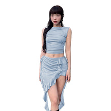 Load image into Gallery viewer, Sleeveless Ruffled Mid-length Dress Set