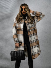Load image into Gallery viewer, Plaid Collared Neck Long Sleeve Coat