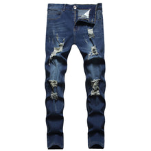 Load image into Gallery viewer, New Men's Ripped Matte White Slim-fit Denim Trousers Fashion