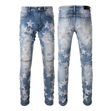 Load image into Gallery viewer, Five-pointed Star Stitching Trendy High Craft Stretch Slim Jeans