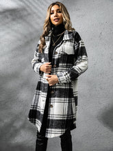 Load image into Gallery viewer, Plaid Collared Neck Long Sleeve Coat