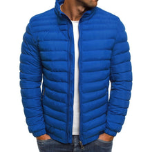Load image into Gallery viewer, Men Jacket Zipper Solid Color Long Sleeves Pockets Coldproof Autumn Thicken Cotton Padded Overcoat For Outdoor