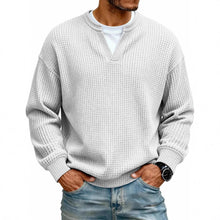 Load image into Gallery viewer, Simple Waffle-Weave V-neck SweatShirt For Men Fall Spring Two-Piece Casual Long-Sleeve T-Shirt For Daily Wear Work Outfit Streetwear