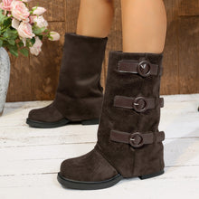 Load image into Gallery viewer, Vintage Suede Belt Buckle Pantyhose Boots